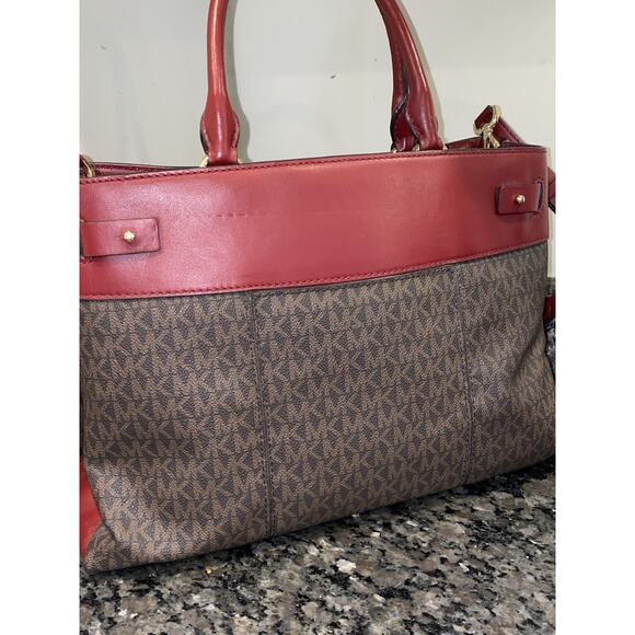 MICHAEL Michael Kors Gramercy Large Logo Satchel in Brown/Brandy Excellent - Picture 6 of 16